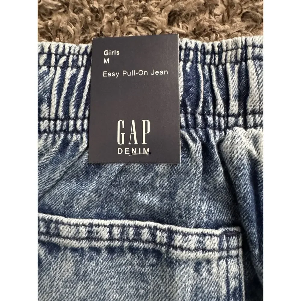 NWT GAP Denim Easy Pull On Jeans Mid Rise Elastic Waist Wash well Girls Sz 8